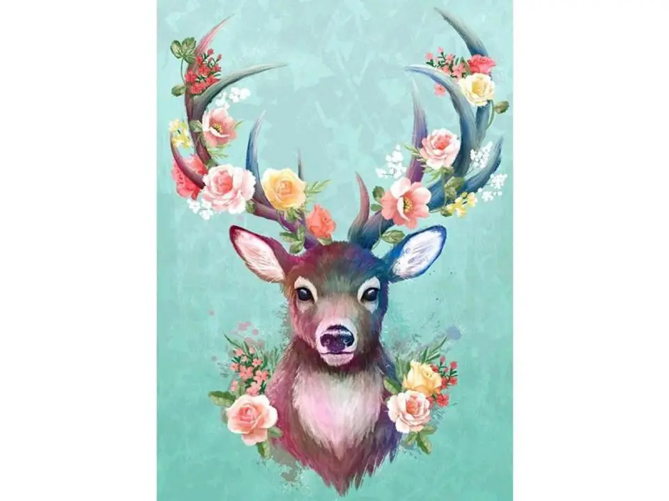 ⁨Diamond Embroidery, Painting, Diamond Mosaic Diamond Painting, DEER - FLOWERY ANTLERS 30x40cm⁩ at Wasserman.eu