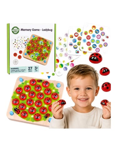 ⁨WOOPIE GREEN Memorki Drewniana Gra Pamięciowa Edukacyjna Układanka Biedronka⁩ w sklepie Wasserman.eu