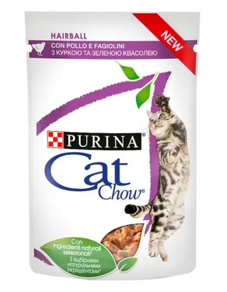 ⁨PURINA CAT CHOW HAIRBALL Kurczak z zieloną fasolką 85g⁩ w sklepie Wasserman.eu