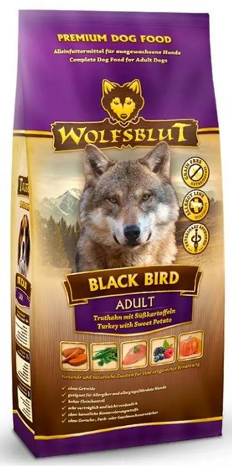 ⁨Wolfsblut Dog Black Bird Adult - turkey and sweet potatoes 12,5kg⁩ at Wasserman.eu