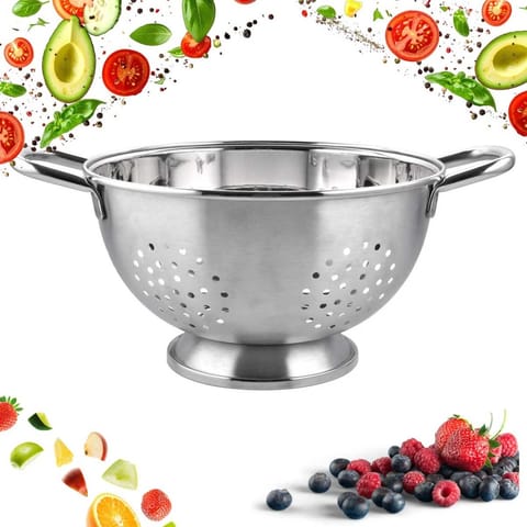 ⁨STALOWY DURSZLAK KUCHENNY 28cm Z UCHWYTAMI KINGHOFF KH-2070⁩ w sklepie Wasserman.eu