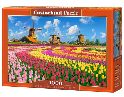 ⁨Puzzle 1000 Dutch Windmills Among Tulips CASTOR⁩ w sklepie Wasserman.eu
