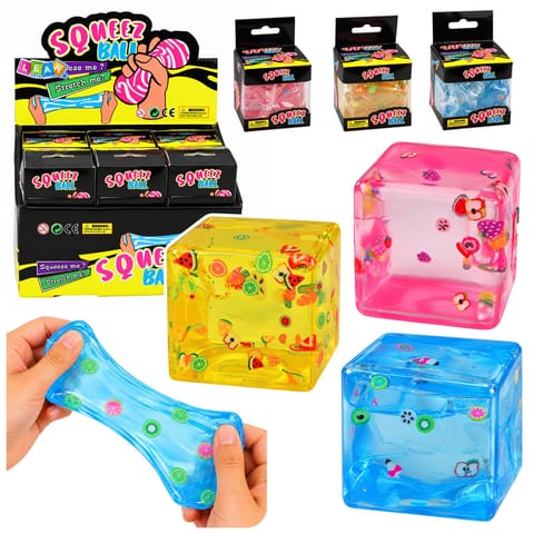 ⁨Gniotek Antystresowy Kostka Lodu Ice Cube Squishy Przezroczysty Owoce 5cm⁩ w sklepie Wasserman.eu