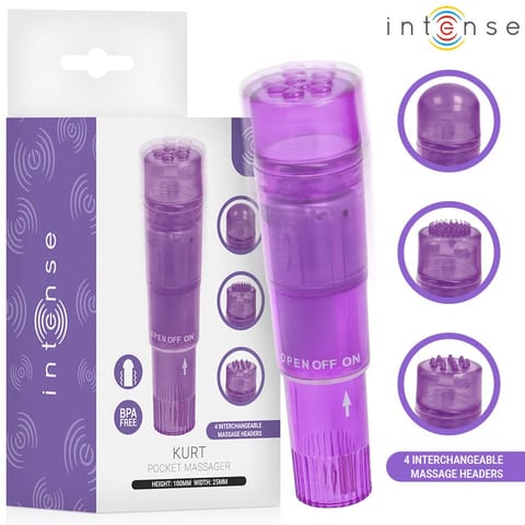⁨Intense Fun Toys - Intense - Kurt Mini Massager With 4 Interchangeable Heads Purple⁩ w sklepie Wasserman.eu