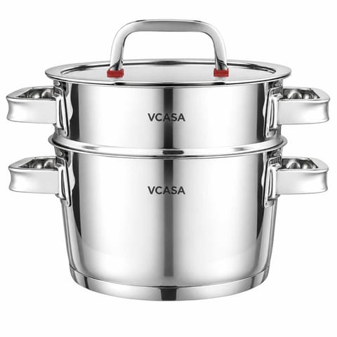 ⁨GARNEK STALOWY NA PARĘ 24cm 3 ELEMENTOWY VCASA VC-90107 SIERRA⁩ w sklepie Wasserman.eu