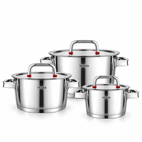 ⁨ZESTAW GARNKÓW STALOWYCH 16/20/24cm 6 ELEMENTÓW VCASA VC-90108 SIERRA⁩ w sklepie Wasserman.eu