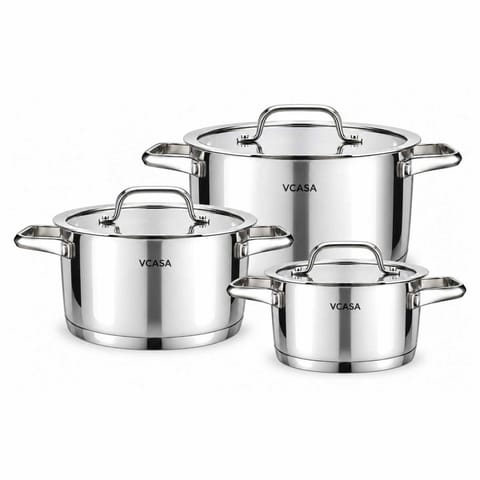 ⁨ZESTAW GARNKÓW STALOWYCH 16/20/24cm 6 ELEMENTÓW VCASA VC-90118 AMARA⁩ w sklepie Wasserman.eu