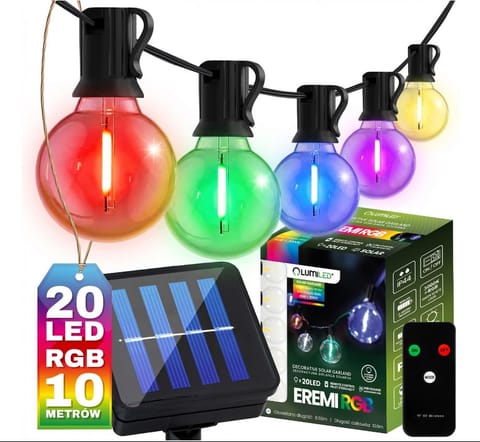 ⁨GIRLANDA SOLARNA EREMI 20LED RGB G50 10.5M⁩ w sklepie Wasserman.eu
