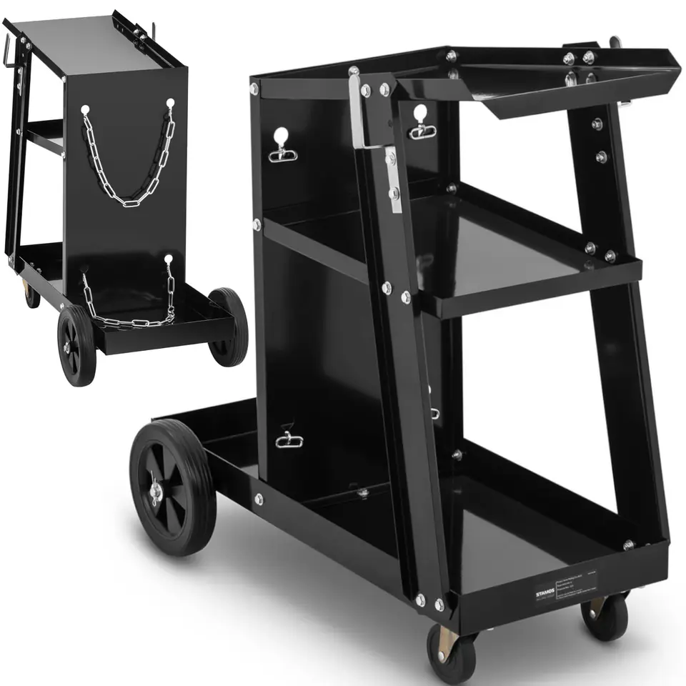 ⁨Workshop welding trolley with space for a gas cylinder with 3 shelves up to 80 kg⁩ at Wasserman.eu