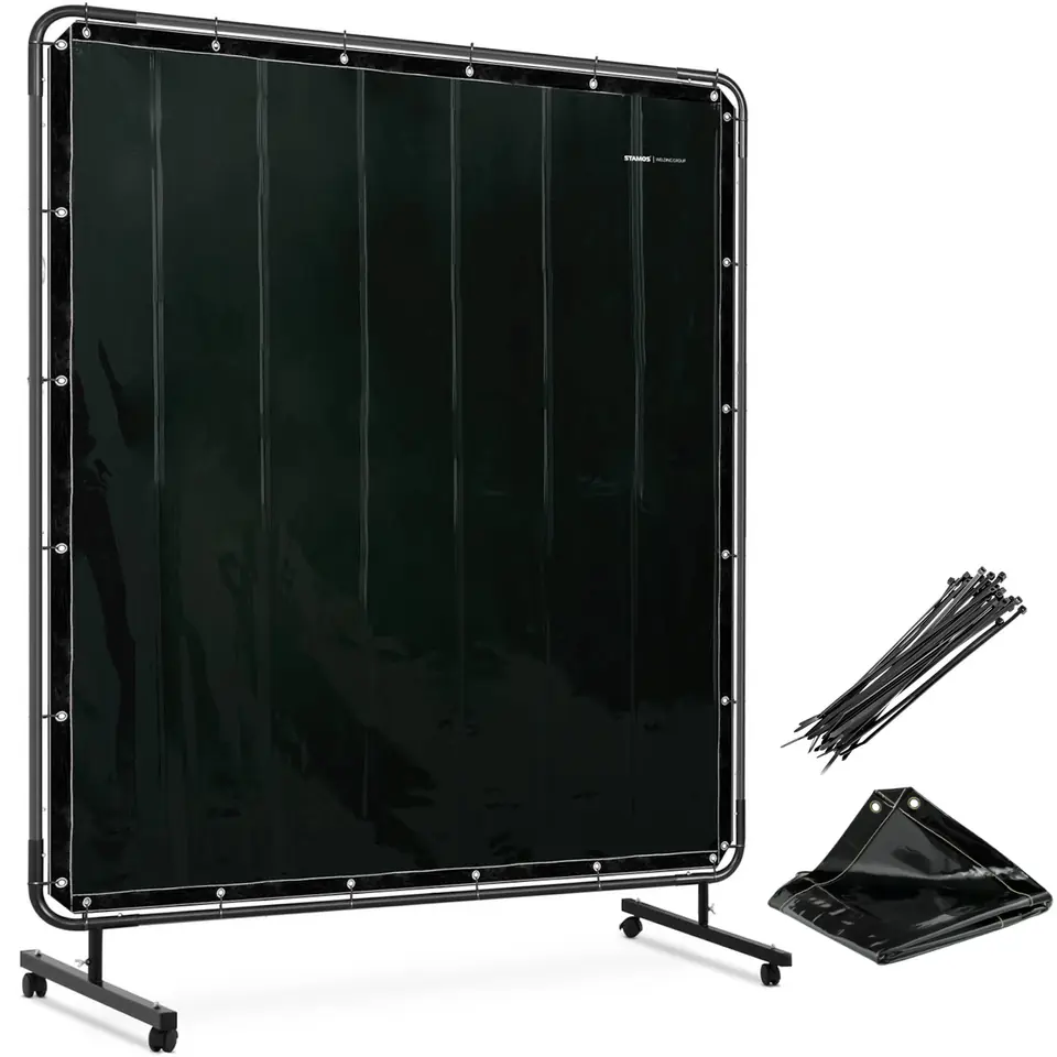 ⁨Protective welding curtain screen with frame on wheels 174 x 174 cm - black⁩ at Wasserman.eu