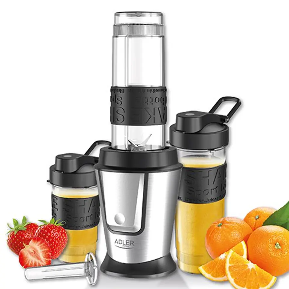 ⁨Adler Blender AD 4081 Tabletop, 800 W, Jar material BPA Free Plastic, Jar capacity 0.57 and 0.4 L, Ice crushing, Black/Stainless⁩ w sklepie Wasserman.eu