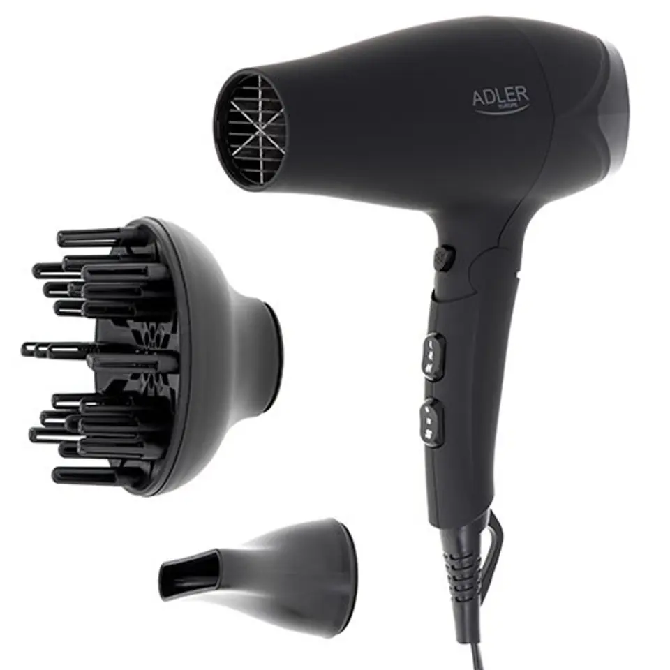 ⁨Adler Hair dryer AD 2267 2100 W, Number of temperature settings 3, Diffuser nozzle, Black⁩ w sklepie Wasserman.eu