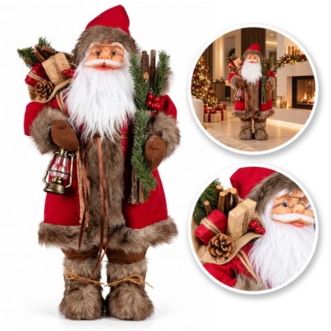 ⁨Figurka Mikołaja z latarenką, świąteczny, rustykalny 60cm KSN214⁩ w sklepie Wasserman.eu