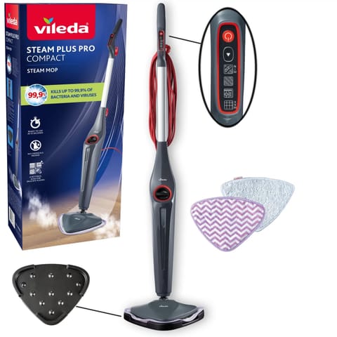 ⁨Mop parowy Vileda Steam Plus Pro, Zabija 99,9% bakterii, Szybko się nagrzewa, Do wszystkich rodzajów podłóg, 180839⁩ w sklepie Wasserman.eu