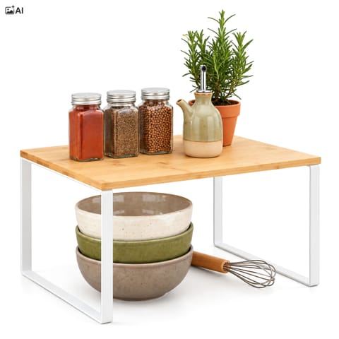 ⁨Półka bambusowa kuchenna GINGER MAX biały natural⁩ w sklepie Wasserman.eu