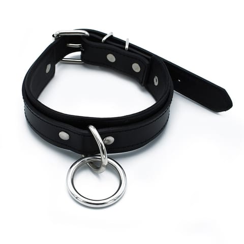 ⁨Kiotos Leather Black Leather Collar big O-Ring⁩ w sklepie Wasserman.eu