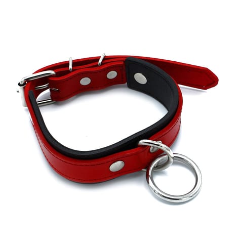 ⁨Kiotos Leather Black & Red Leather Collar big O-Ring⁩ w sklepie Wasserman.eu