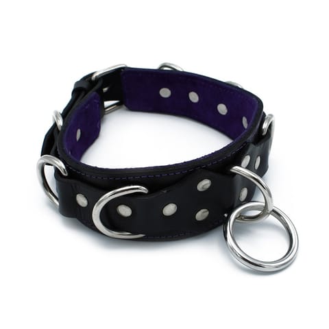 ⁨Kiotos Leather Black Leather Collar Deluxel O-Ring Multi-D-Rings⁩ w sklepie Wasserman.eu