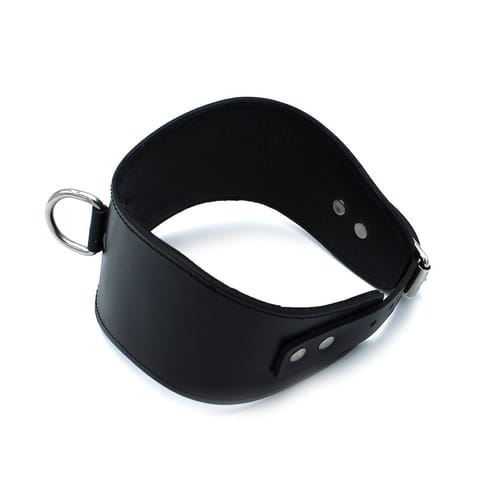 ⁨Kiotos Leather Contoured Black Leather Collar with D-Ring⁩ w sklepie Wasserman.eu