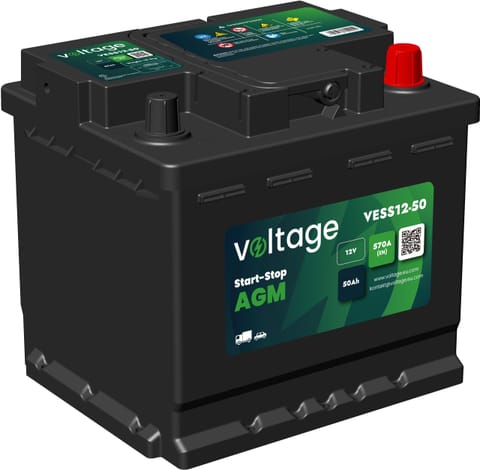 ⁨Akumulator AGM samochodowy START-STOP L1 Voltage 12 V 50 Ah 570 A VESS12-50⁩ w sklepie Wasserman.eu