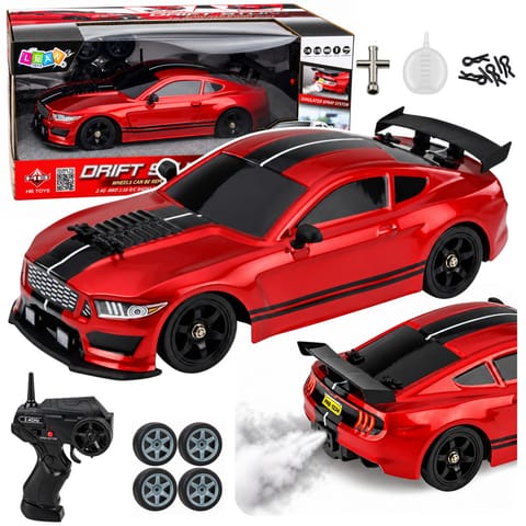 ⁨Samochód Sportowy RC Drift 4WD Wymienne Koła Efekt Dymu Czerwony 1:16⁩ w sklepie Wasserman.eu