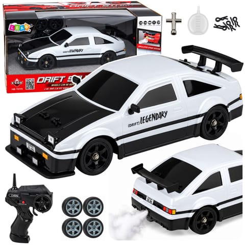 ⁨Samochód Sportowy AE86 RC Drift 4WD Wymienne Koła Efekt Dymu Biały 1:16⁩ w sklepie Wasserman.eu