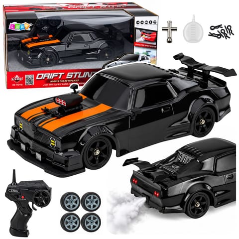 ⁨Samochód Sportowy RC Drift 4WD Wymienne Koła Efekt Dymu Czarny 1:16⁩ w sklepie Wasserman.eu