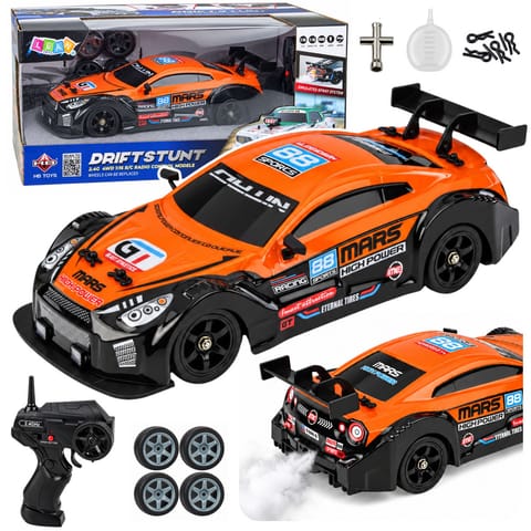 ⁨Samochód Sportowy RC Drift 4WD Wymienne Koła Dym Pomarańczowy 1:16⁩ w sklepie Wasserman.eu