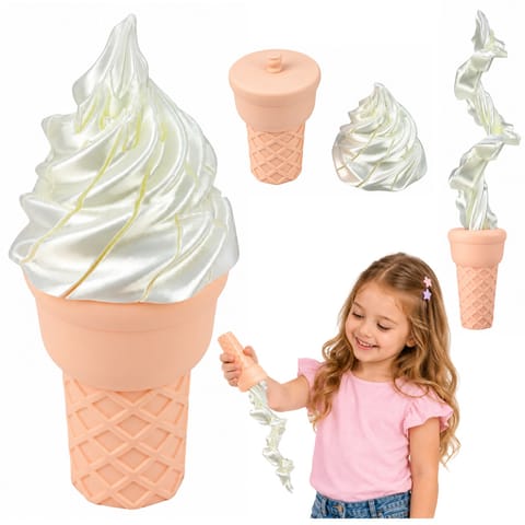⁨Lód w Rożku 3D Zabawka z Efektem Rozwijania Biały Mieniący Się 14 cm⁩ w sklepie Wasserman.eu