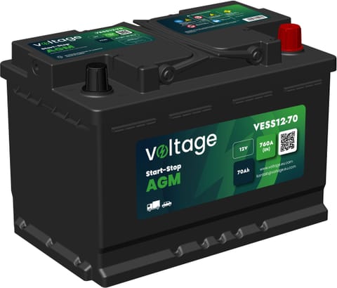 ⁨Akumulator AGM samochodowy START-STOP L3 Voltage 12 V 70 Ah 760 A VESS12-70⁩ w sklepie Wasserman.eu