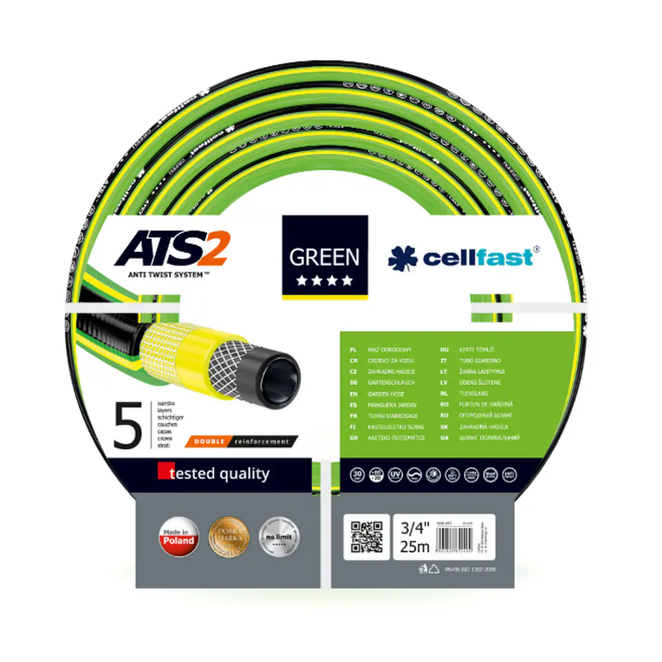 ⁨Garden hose Cellfast Green ATS2 3/4" 25m⁩ at Wasserman.eu