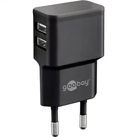 ⁨Wall charger 2x USB 2,4A Goobay black⁩ at Wasserman.eu