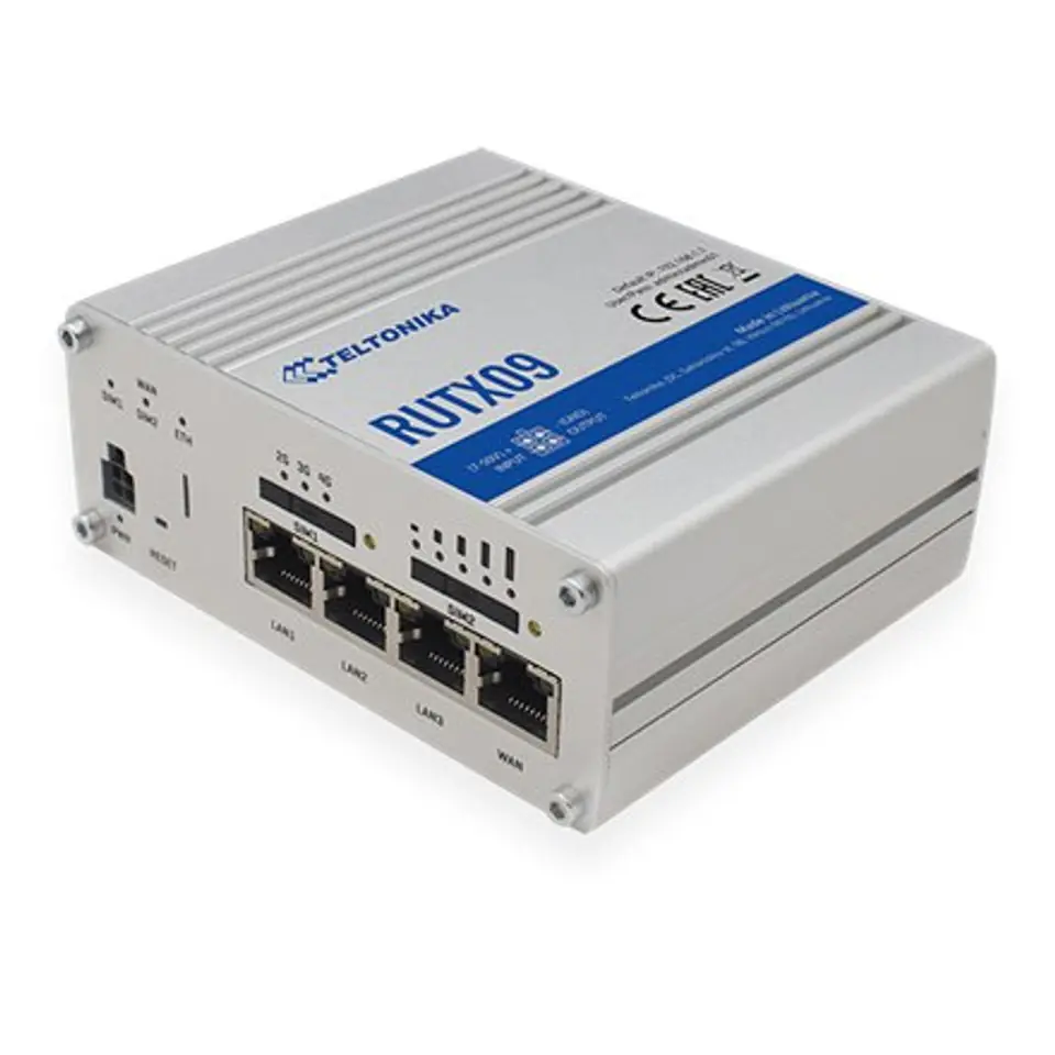 ⁨Teltonika Rugged Industrial LTE-A Cat6 Router RUTX09 No Wi-Fi, 10/100/1000 Mbit/s, Ethernet LAN (RJ-45) ports 4, 2G/3G/4G⁩ w sklepie Wasserman.eu