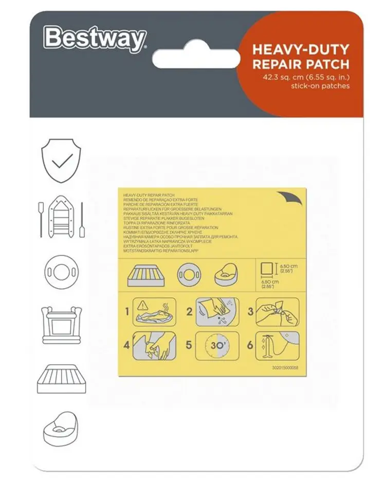 ⁨Water resistant repair patches for Bestway inflatable articles⁩ at Wasserman.eu