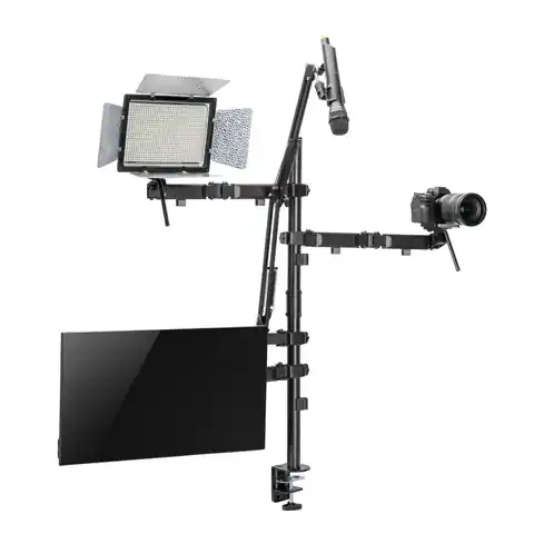 ⁨Uchwyt na monitor mikrofon kamerę i naświetlacz All-In-One Studio NanoRS,  YouTube, 17"-32", max. 9kg, RS164⁩ w sklepie Wasserman.eu