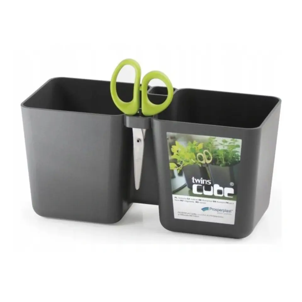 ⁨Herb pot with scissors Twins Cube graphite⁩ at Wasserman.eu