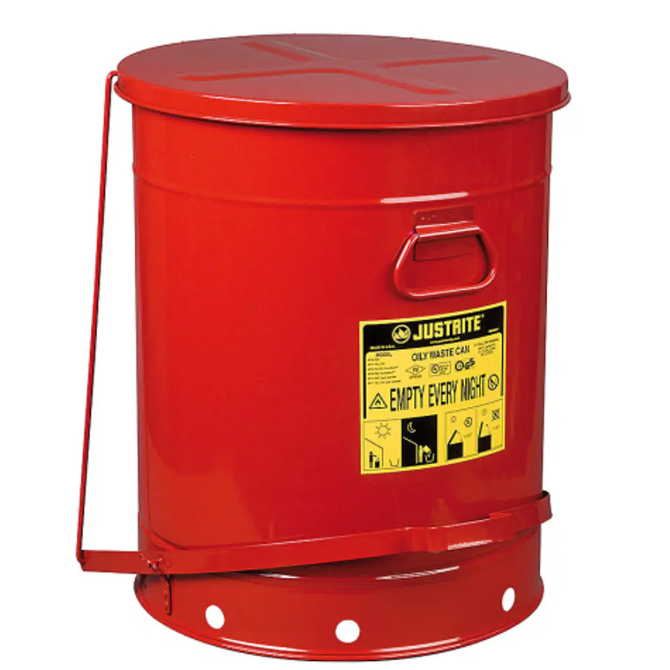 ⁨Waste bin for flammable waste and oily rag wipes - FM / UL approvals 79L⁩ at Wasserman.eu