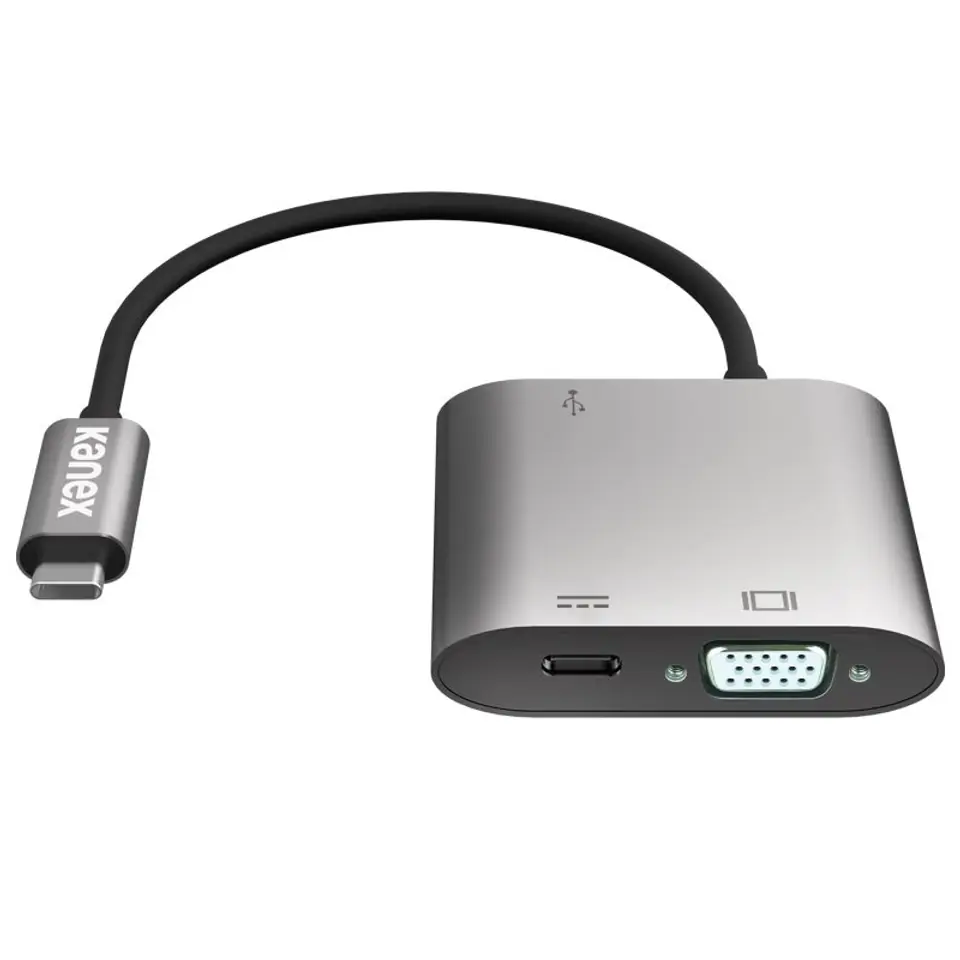 ⁨Kanex USB-C VGA Adapter with Power Delivery - Adapter from USB-C to USB 1.5 A, USB-C Power Delivery 60 W + VGA Full HD (Anodized Aluminum)⁩ at Wasserman.eu