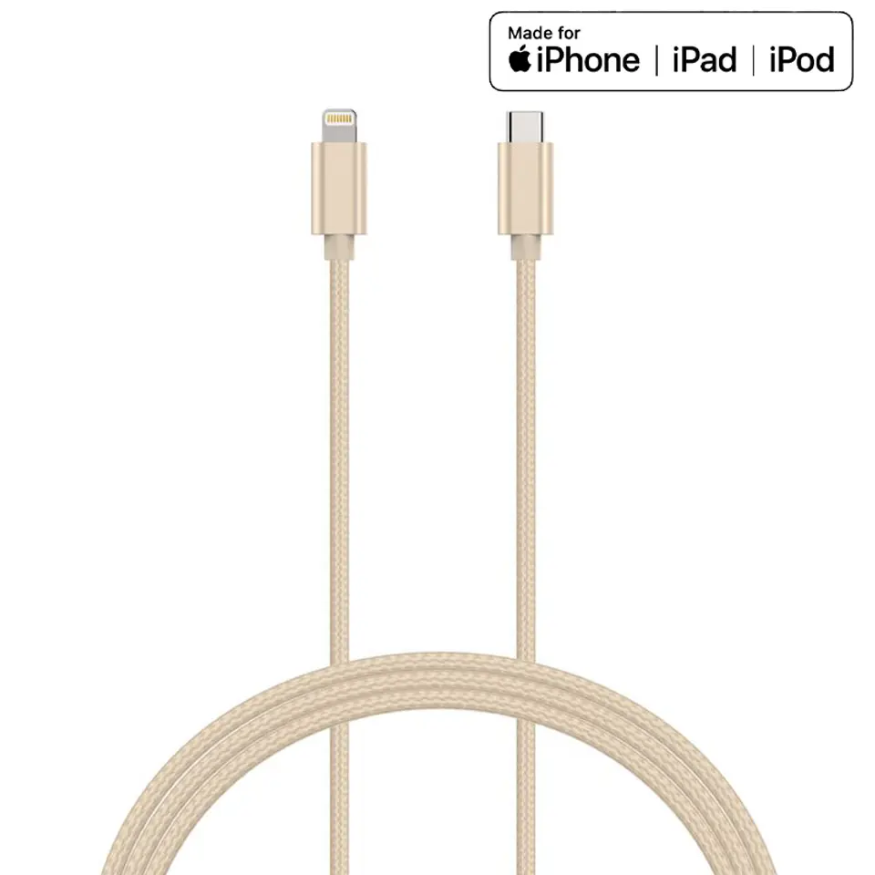 ⁨Kanex DuraBraid - USB-C (Power Delivery) connection cable for Lightning MFi 1.2 m (Gold)⁩ at Wasserman.eu