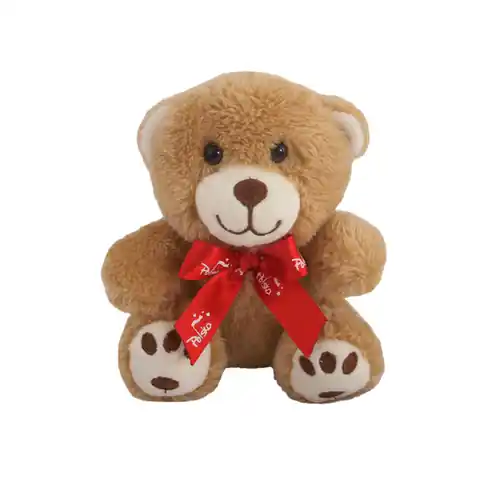 ⁨Teddy bear mascot, embroidered with a red bow 12 cm⁩ at Wasserman.eu