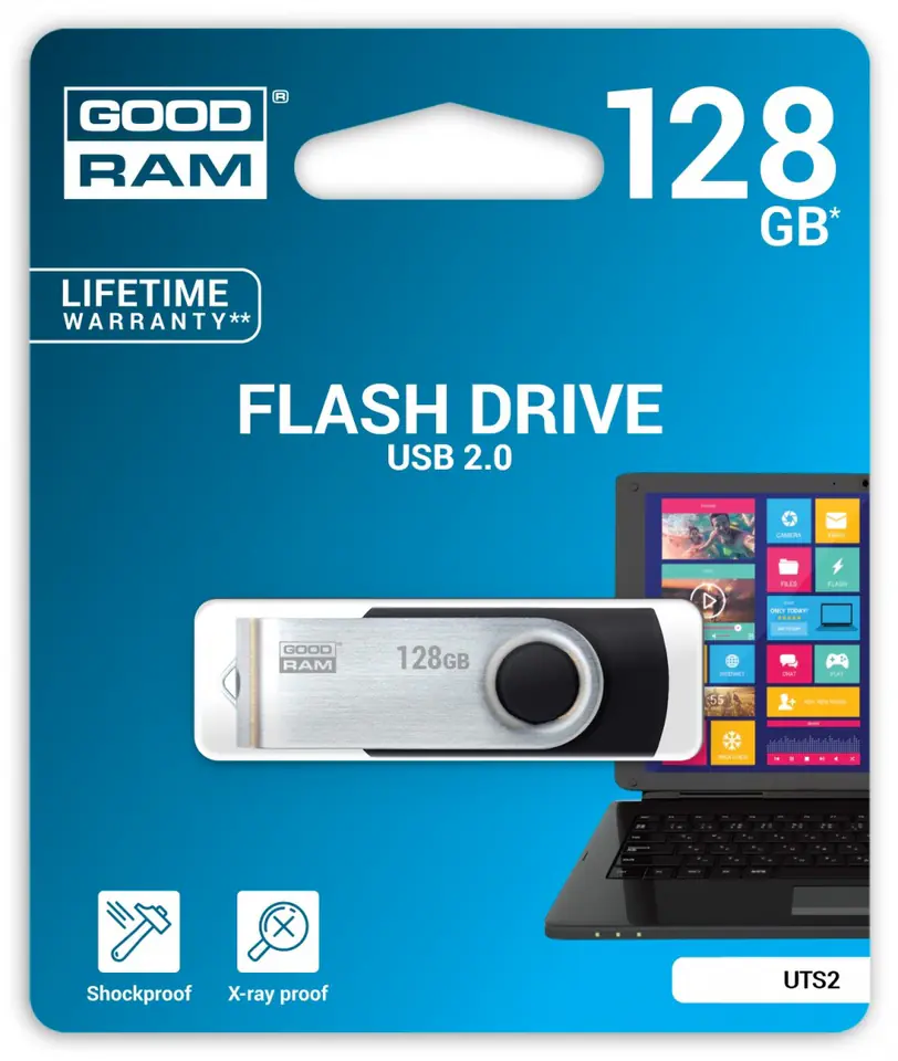 ⁨Goodram UTS2-1280K0R11 USB flash drive 128 GB USB Type-A 2.0 Black,Silver⁩ at Wasserman.eu