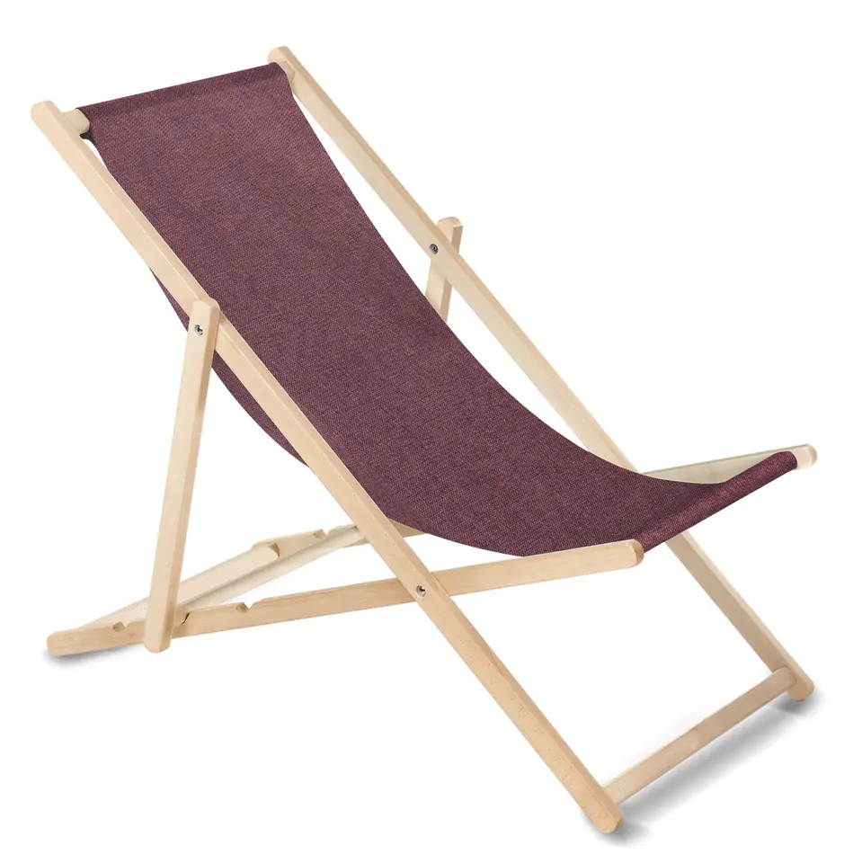 ⁨Classic beech lounger GreenBlue GB183M Melange burgundy⁩ at Wasserman.eu