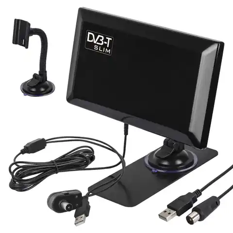 ⁨Aktive Zimmerantenne DVB-T DVB-T2 Verstärkerantenne Antenne mit Verstärker Saugnapf Halterung USB 5V⁩ im Wasserman.eu