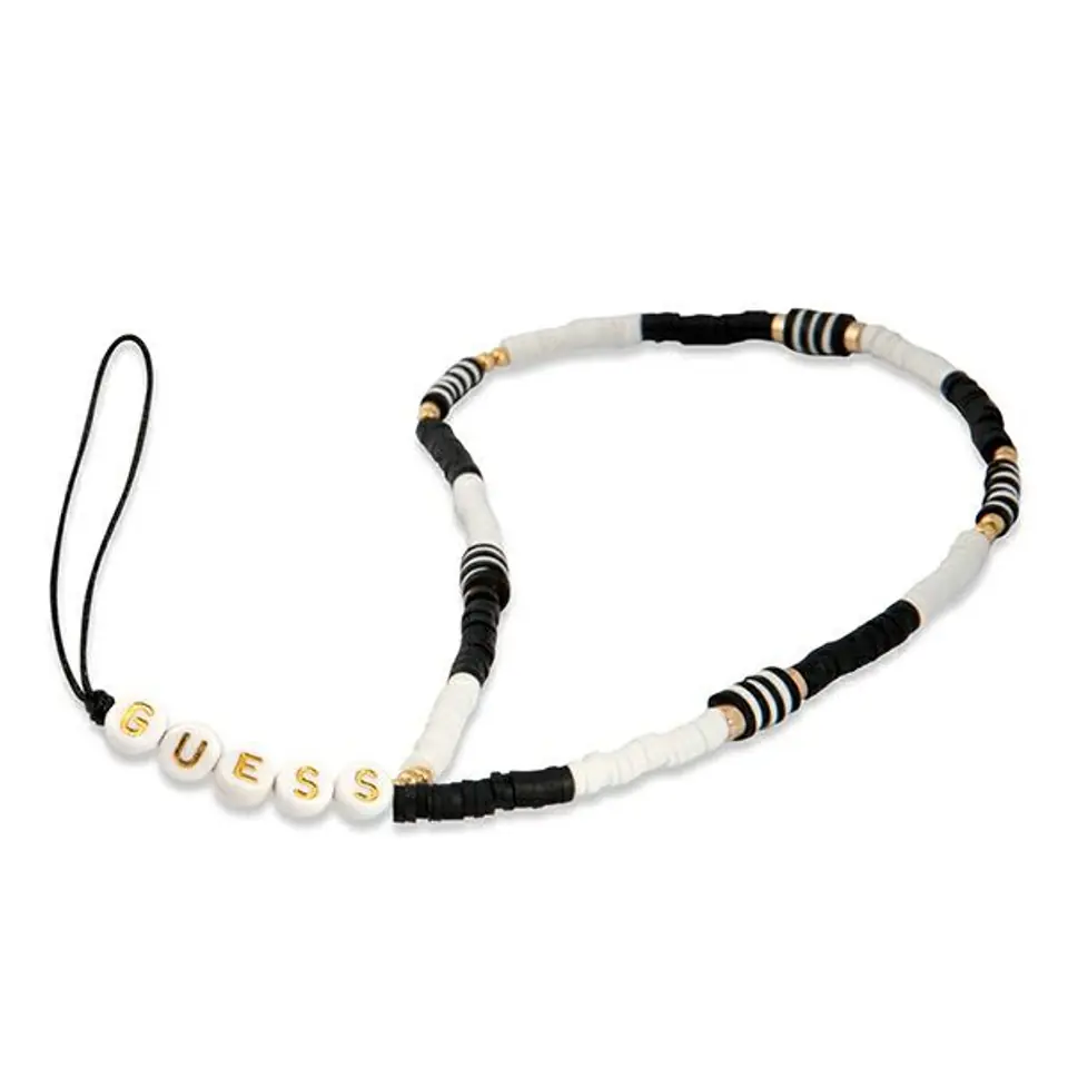 ⁨Guess gustBCKH Phone Strap Heishi Beads black and white/black-white⁩ at Wasserman.eu