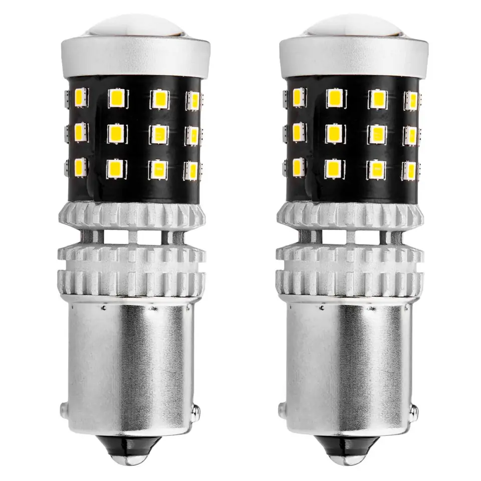 ⁨Żarówki led canbus 2016 39smd 1156 ba15s p21w r10w r5w white 12v 24v amio-02799⁩ w sklepie Wasserman.eu