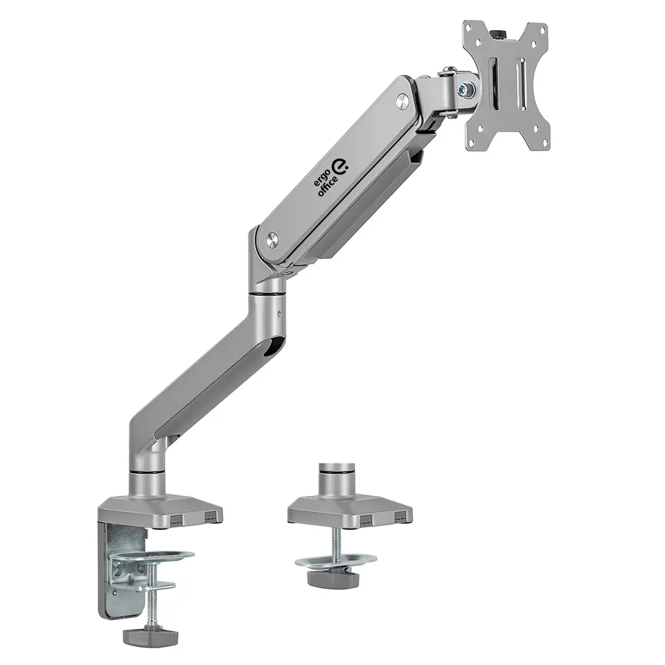 ⁨Ergo Office Gas Spring Aluminum Monitor Holder, Double Stick, vesa 75x75 / 100x100, 17"-32", 10kg, Silver, ER-⁩ at Wasserman.eu