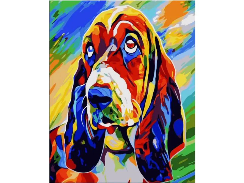 ⁨OBRAZ MALOWANIE PO NUMERACH RAMA 40x50cm BASSET HOUND - PIES W KOLORZE⁩ w sklepie Wasserman.eu