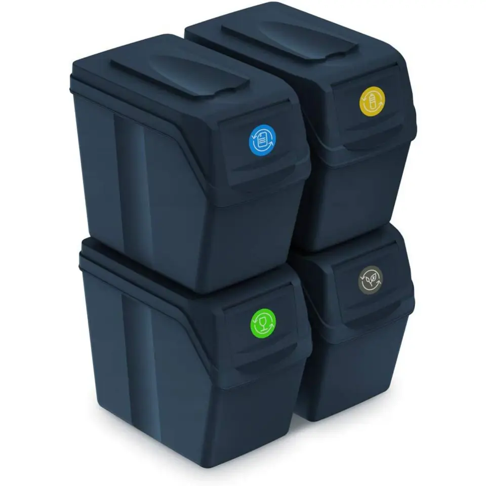 ⁨Zestaw koszy do segregacji Sortibox 4x20L antracyt ISWB20S4⁩ w sklepie Wasserman.eu