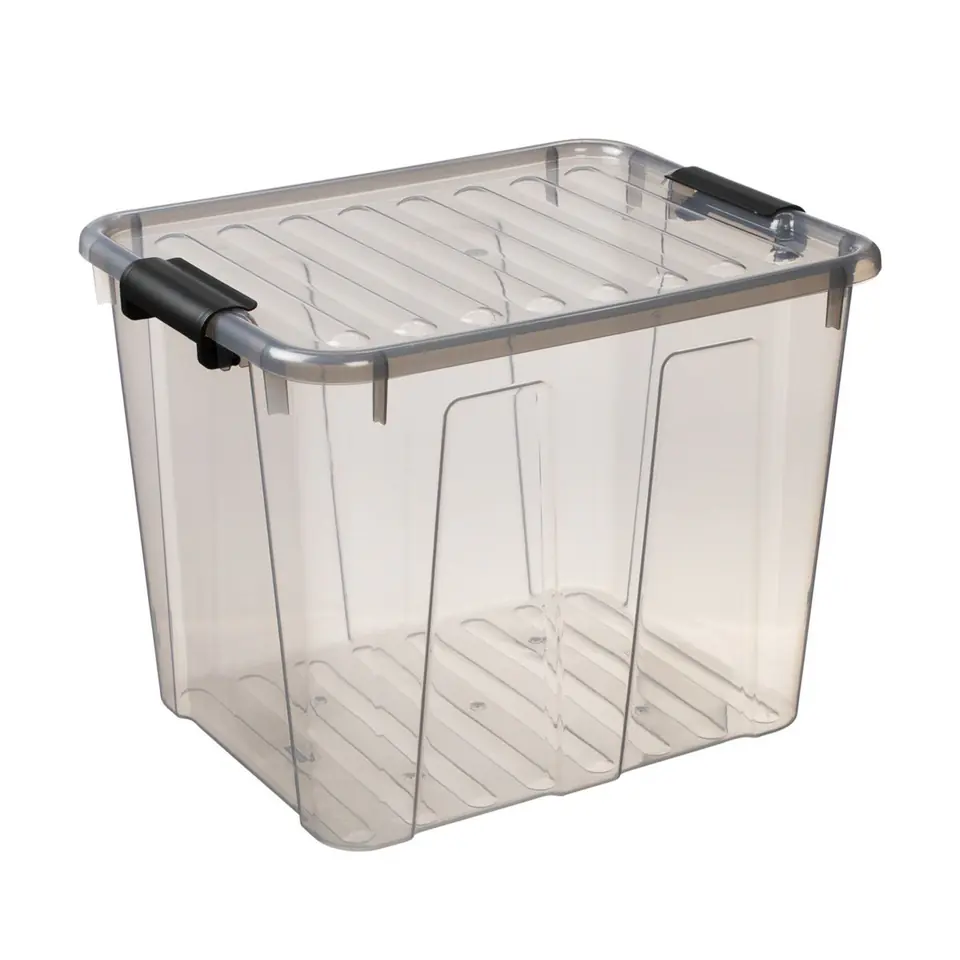 ⁨Container with lid Plast Team Home Box 40L transparent gray⁩ at Wasserman.eu