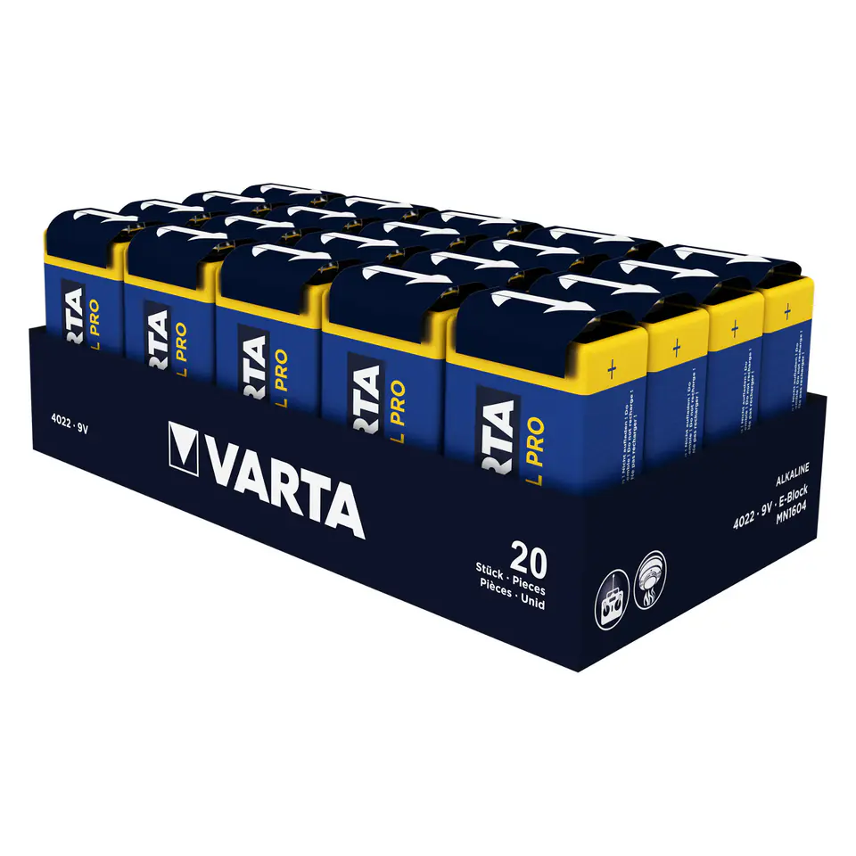 ⁨20x bateria R9V 6LR61 9V alkaliczne Varta Industrial⁩ w sklepie Wasserman.eu